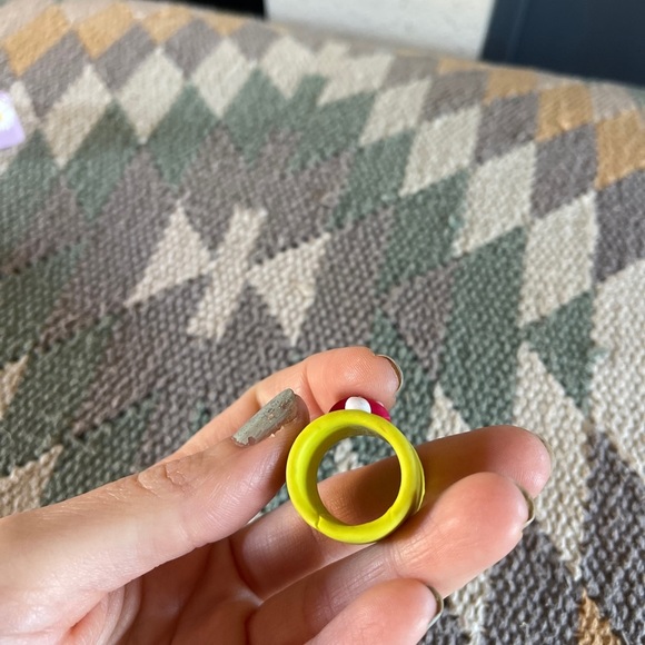Vintage y2k polymer clay magic mushroom neon ring Sz 7 - Picture 6 of 7